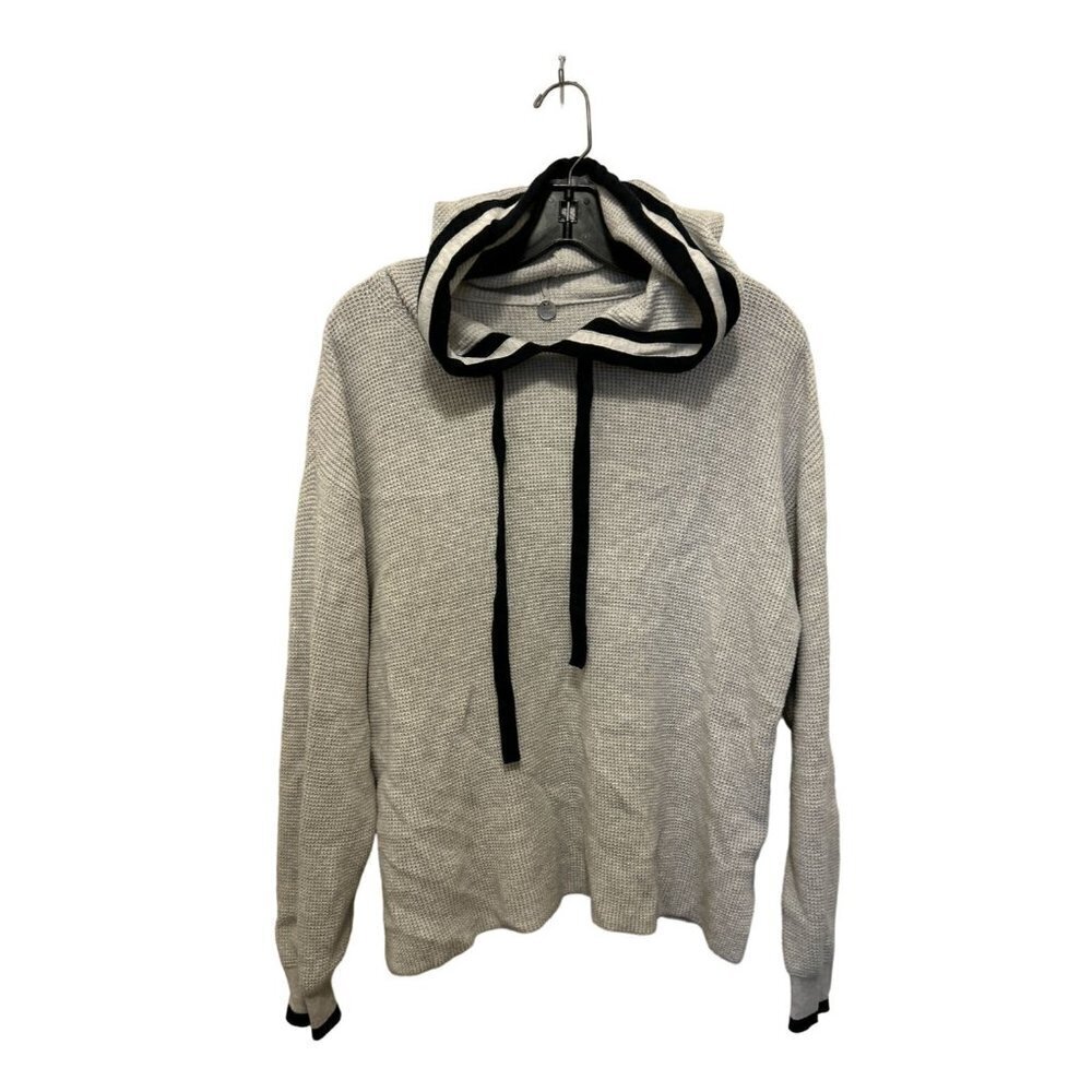 Womens Normcore Organic Cotton Knitted Gray Hood Sweatshirt Sweater
